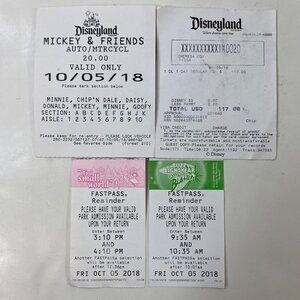 Disneyland Mickey & Friends 2018 Parking Permit Fast Pass Tickets Memorabilia